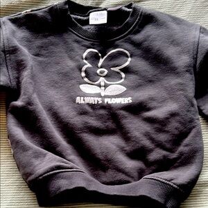 Zara Black Sweatshirt with White Flower Graphic